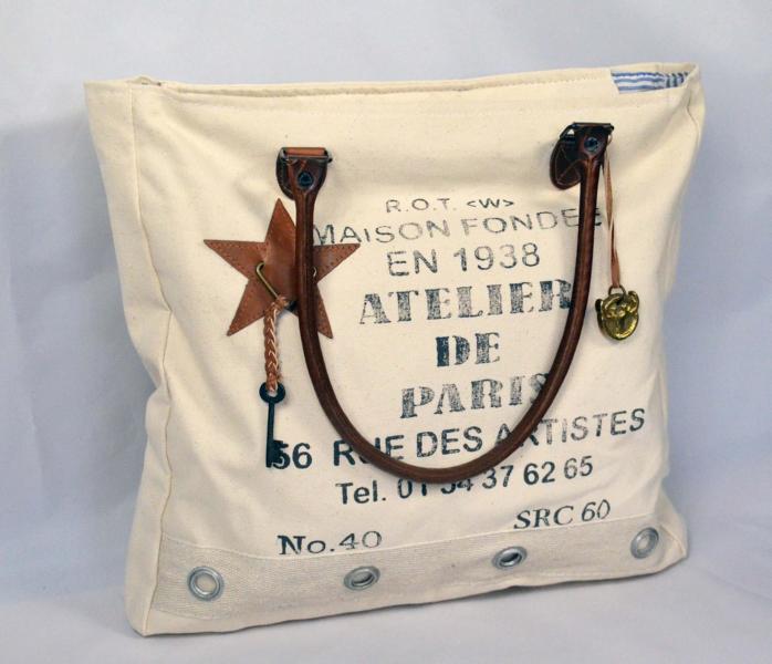 Colmore-Canvas-Tasche Handtasche Lederapplikationen Canvas Paris