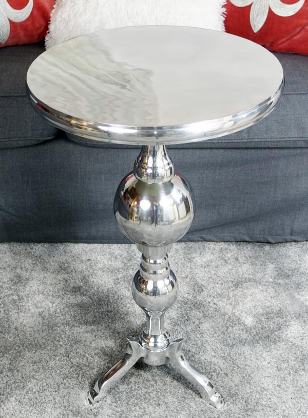 Beistelltisch-Aluminium-Silber-poliert-66-cm-MN-MB-7010-1 Beistelltisch Aluminium Silber poliert 66 cm