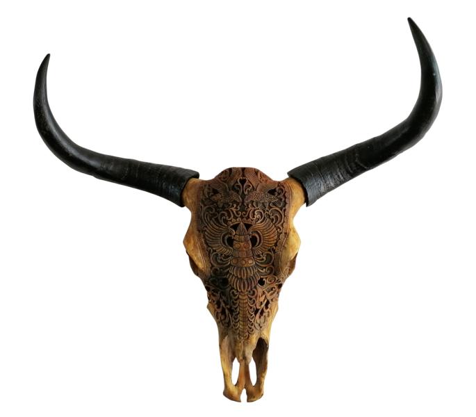 Stierköpfe aus Polyresin als Wanddeko