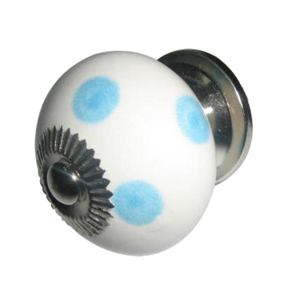 13057bafef4c7552 Möbelknauf Keramik Clayre & Eef Weiß Blau Punkte Ø4 cm
