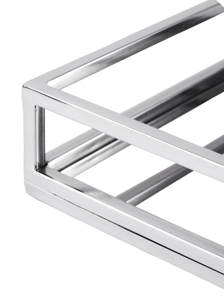 Tablet-rechteckig-4 Tablett Edelstahl Silber 40x25 cm