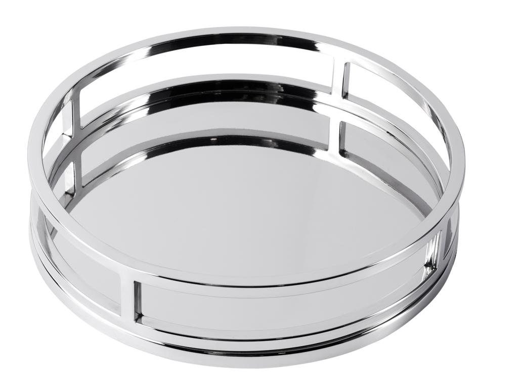 Dekoschale-rund-gl-nzend-5 Tablett Edelstahl Silber 30 cm