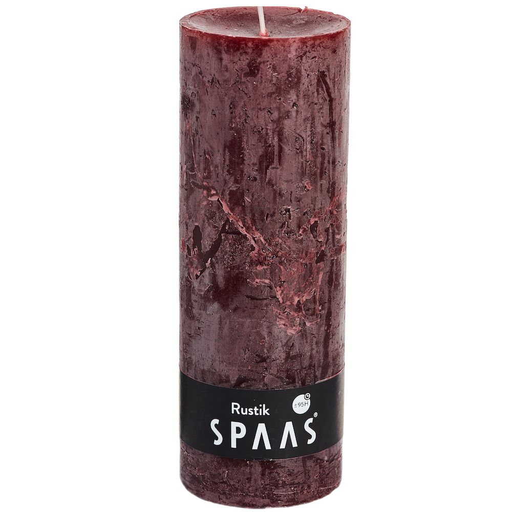 Spaas_5411708119348_0633204-081_ProductPhoto_HRes_ListSearch_1 Stumpenkerze Weinrot Rustic 19x7 cm
