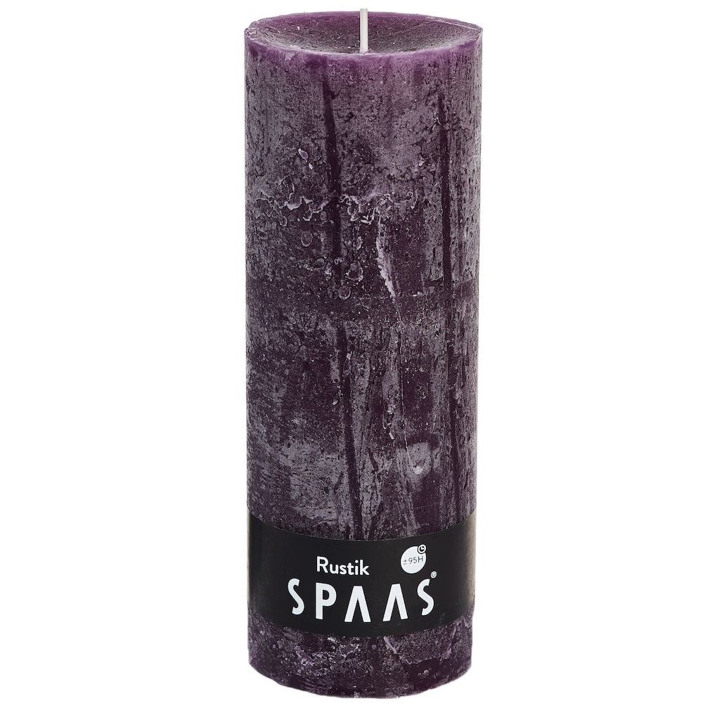 Spaas_5411708157630_0633204-184_ProductPhoto_HRes_ListSearch_1 Stumpenkerze Aubergine Rustic 19x7 cm