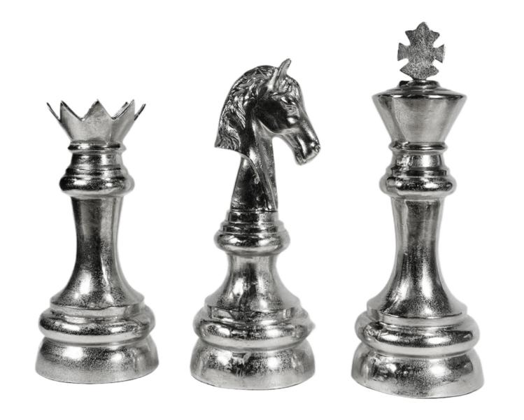 Schachfigur Groß als Deko in Silber aus Aluminium (Metall)
