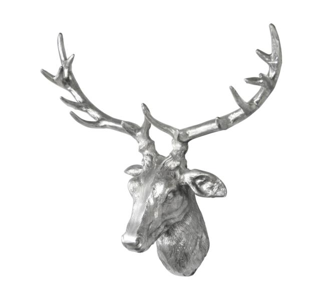 Hirsch-Aluminium-Silber-Wanddekoration5b819d3a6e96e Hirsch Dekohirsch Wanddeko Silber aus Aluminium (Metall)