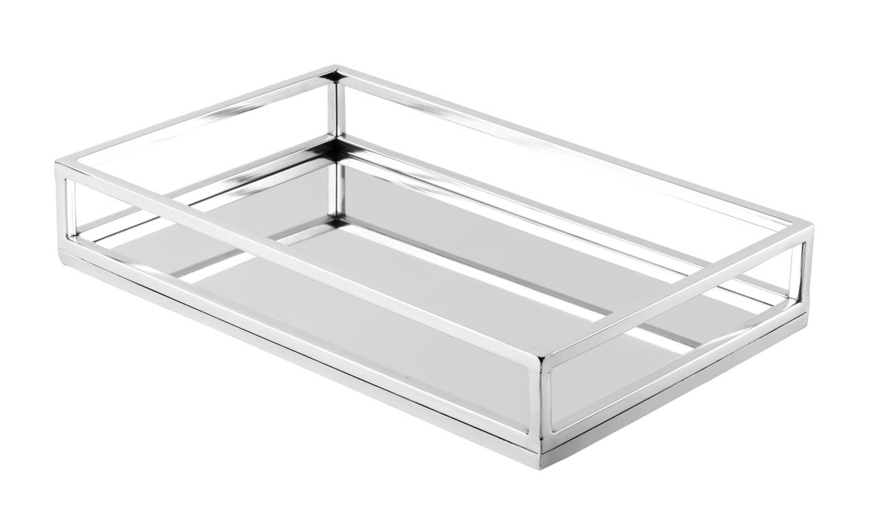 Tablet-rechteckig-2 Tablett Edelstahl Silber 40x25 cm