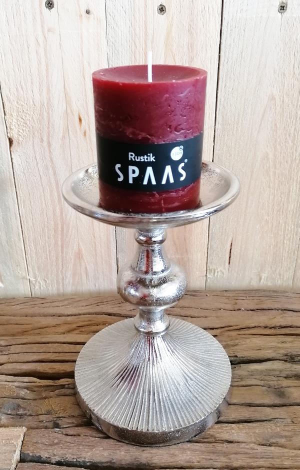 Kerzenst-nder-Silber-Stumpenkerze-Aluminium-MN-KS-8041-2 Kerzenständer Silber Stumpenkerze 17 cm