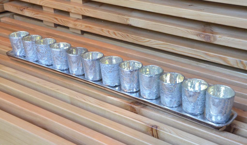 Teelichter57dd43325d6cf 12 Teelichtgläser Tablett Aluminium