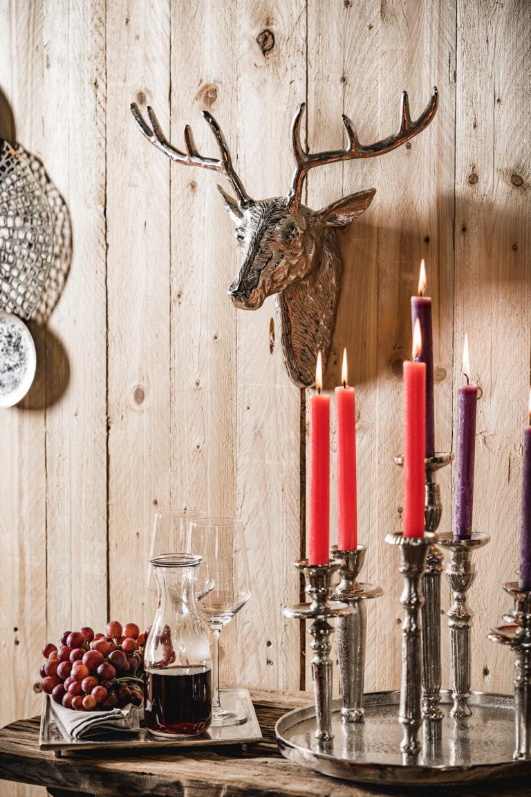 Weihnachtsdeko für die schönste Zeit Im Jahr Hirschgeweih Hirschkopf Geweih Silber aus Metall Wanddekoration