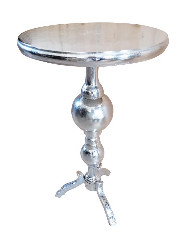Tisch-Beistelltisch-Rund-Silber-6 Beistelltisch Silber 66 cm