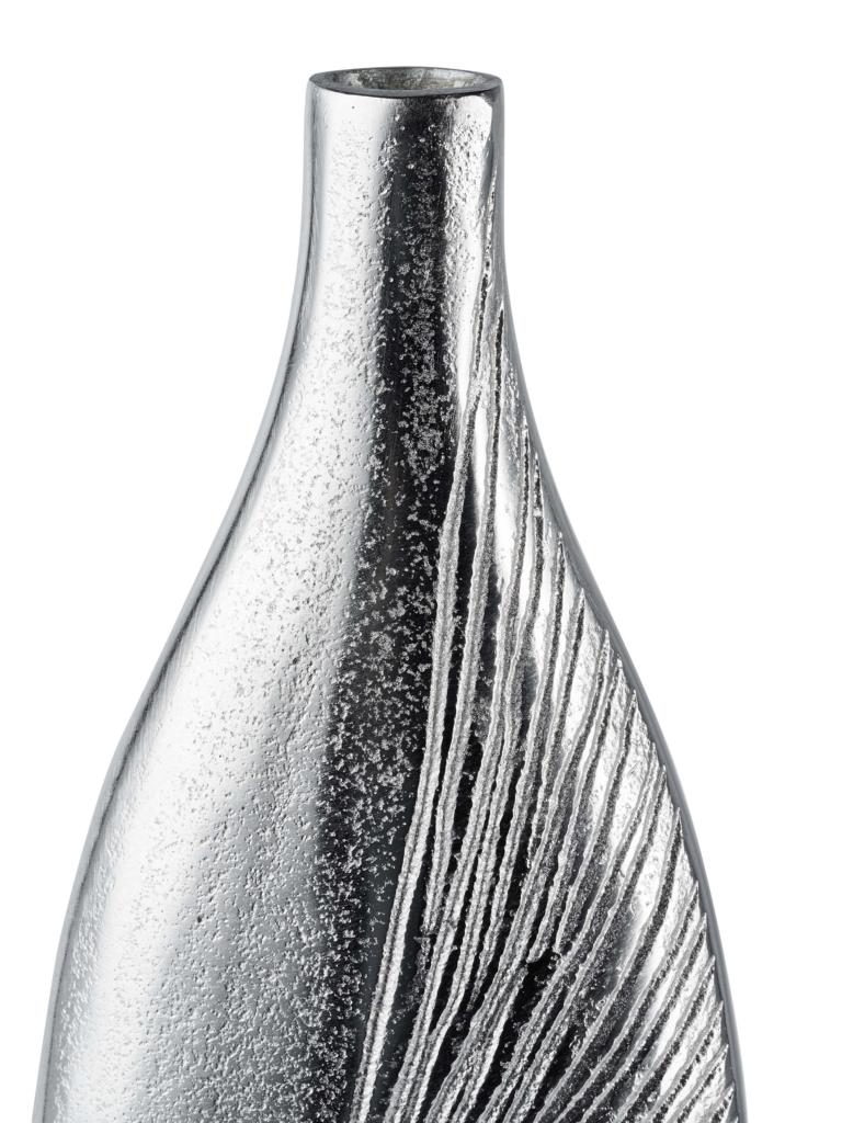 Vase-geriffelt-schmal-02 Moderne schmale Vase Silber aus Metall