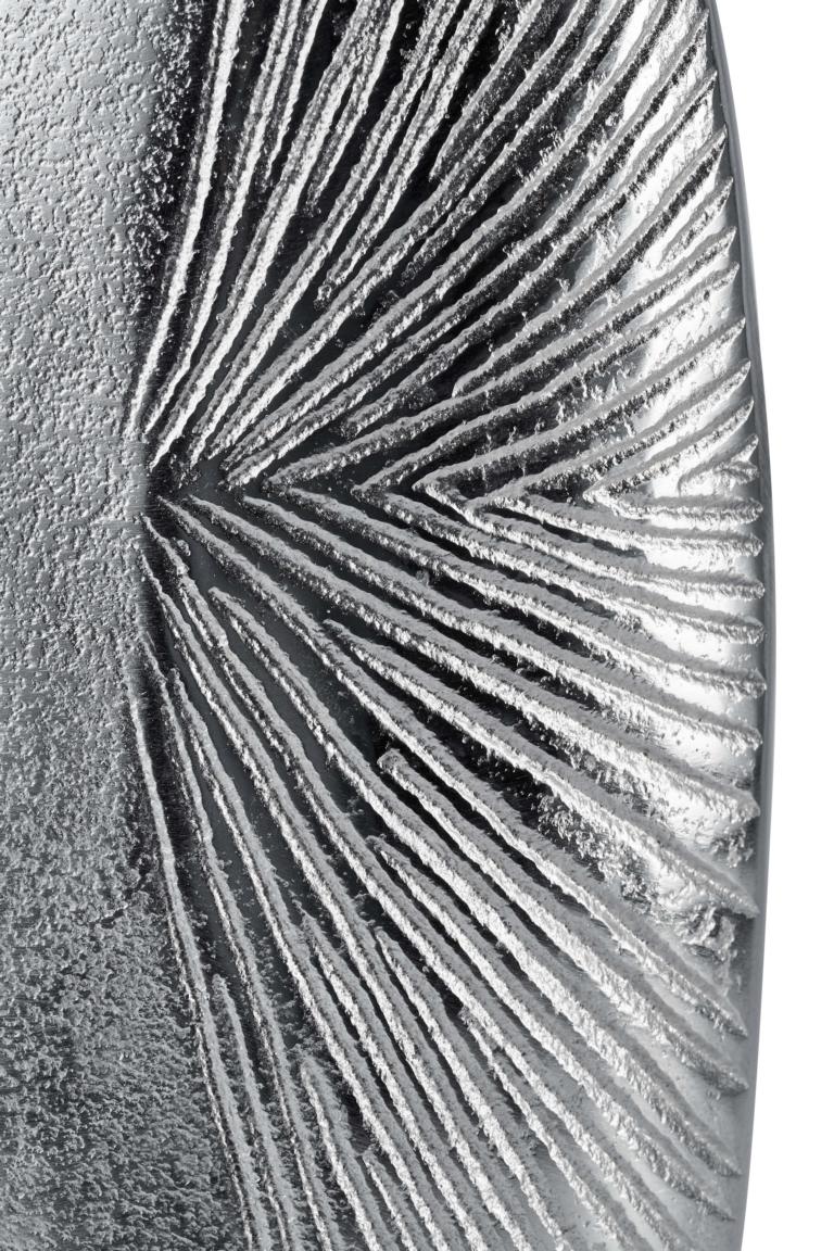 Vase-geriffelt-schmal-04 Moderne schmale Vase Silber aus Metall
