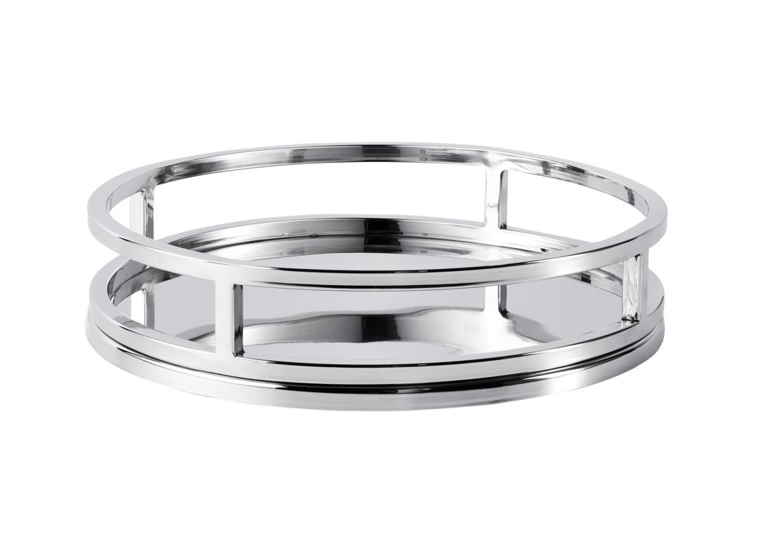 Dekoschale-rund-gl-nzend-2 Tablett Edelstahl Silber 30 cm