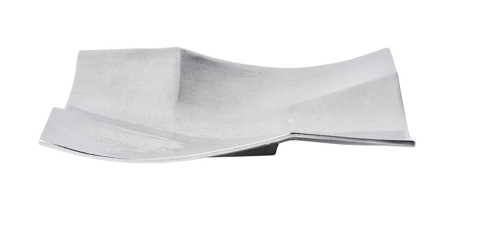 Dekoteller_L_02 Schale Eckig Geschwungen Silber Metall