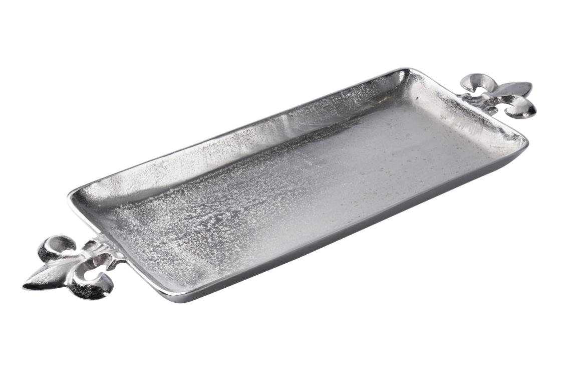 Tablet_001_72cm_1 Tablett Silber Lilie Metall