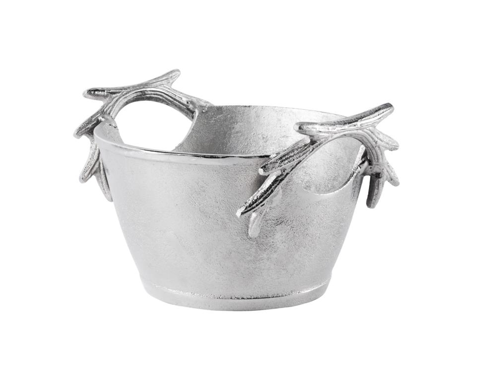 Schale Dekoschale Silber aus Aluminium (Metall) Schale Geweih aus Metall in Silber