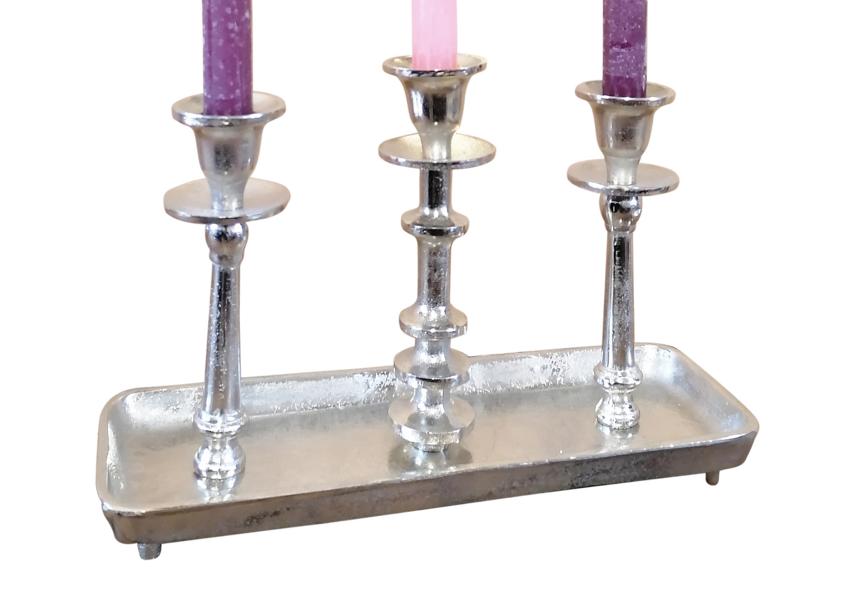 Kerzenst-nder-3-Armig-Silber-Aluminium-Stabkerzen-MN-KS-8048-3 Kerzenständer Kerzenhalter Silber aus Aluminium (Metall)