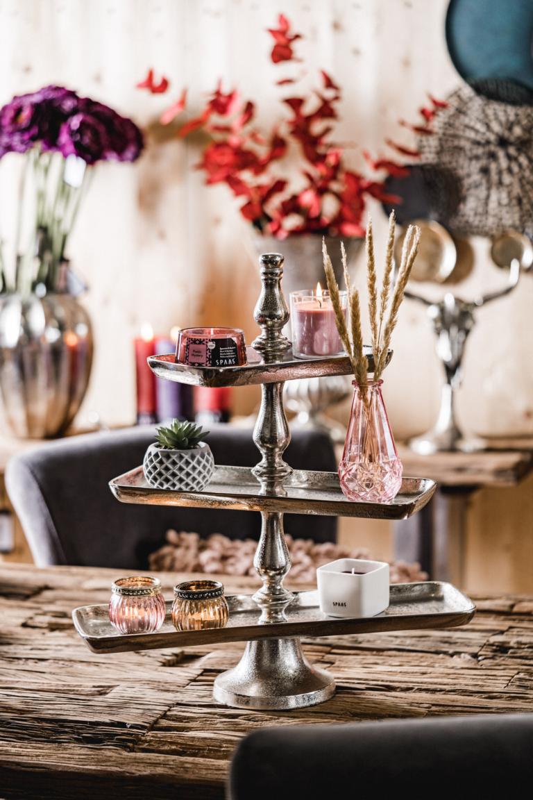 Etagere Silber aus Aluminium (Metall) Etagere 3-stöckig rechteckig Silber Aluminium