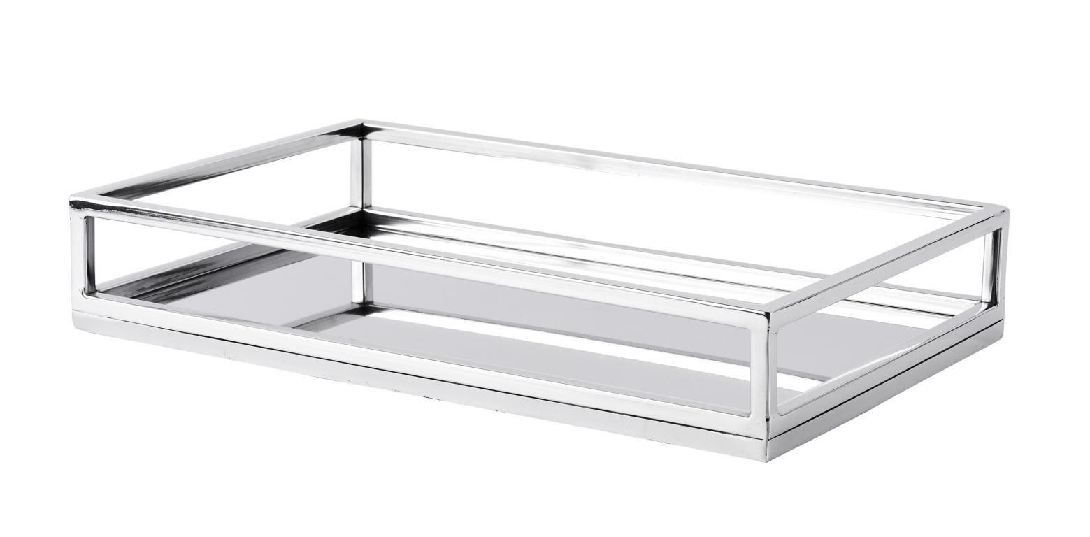 Tablet-rechteckig-1 Tablett Edelstahl Silber 40x25 cm