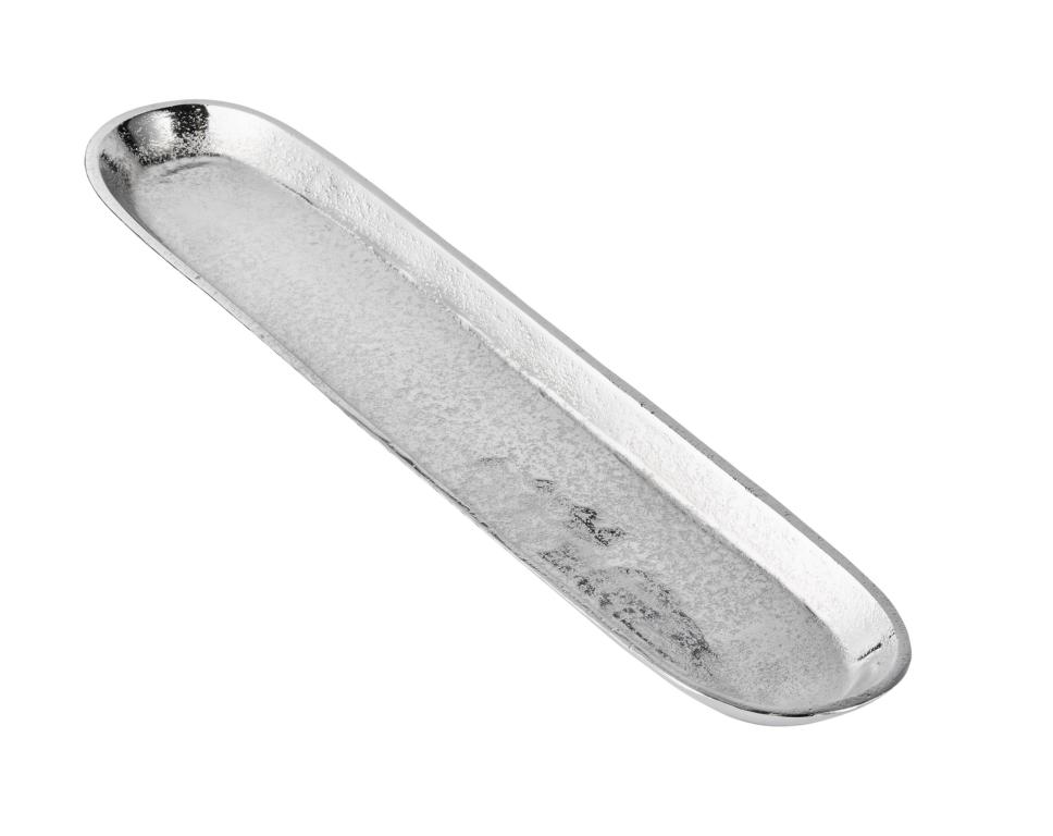 Tablett-01_1 Schale länglich in der Farbe Silber aus Metall