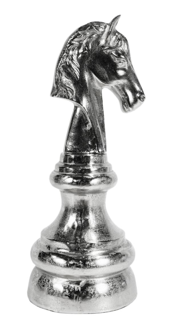Schachfigur Groß als Deko in Silber aus Aluminium (Metall)