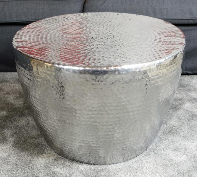 Tisch-Hammerschlag-Silber-XXL-MN-MB-7004-1 Couchtisch Aluminium Silber 58x58x40 cm