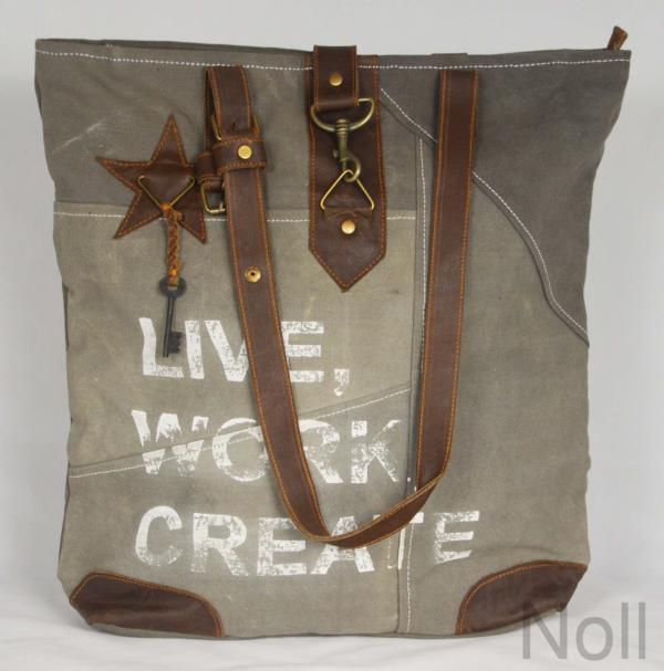 156c765e36178357b7400cd2cdb Handtasche Canvas mit Lederapplikationen Live Work Create