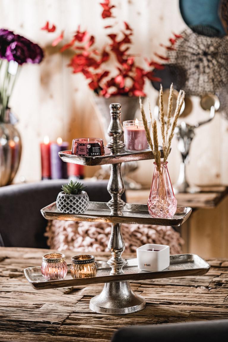 Etagere Silber aus Aluminium (Metall) Etagere 3-stöckig rechteckig Silber Aluminium