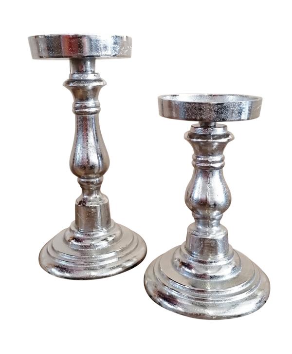 Kerzenstnder-Silber-Aluminium-2er-Set-MN-KS-8035-8036