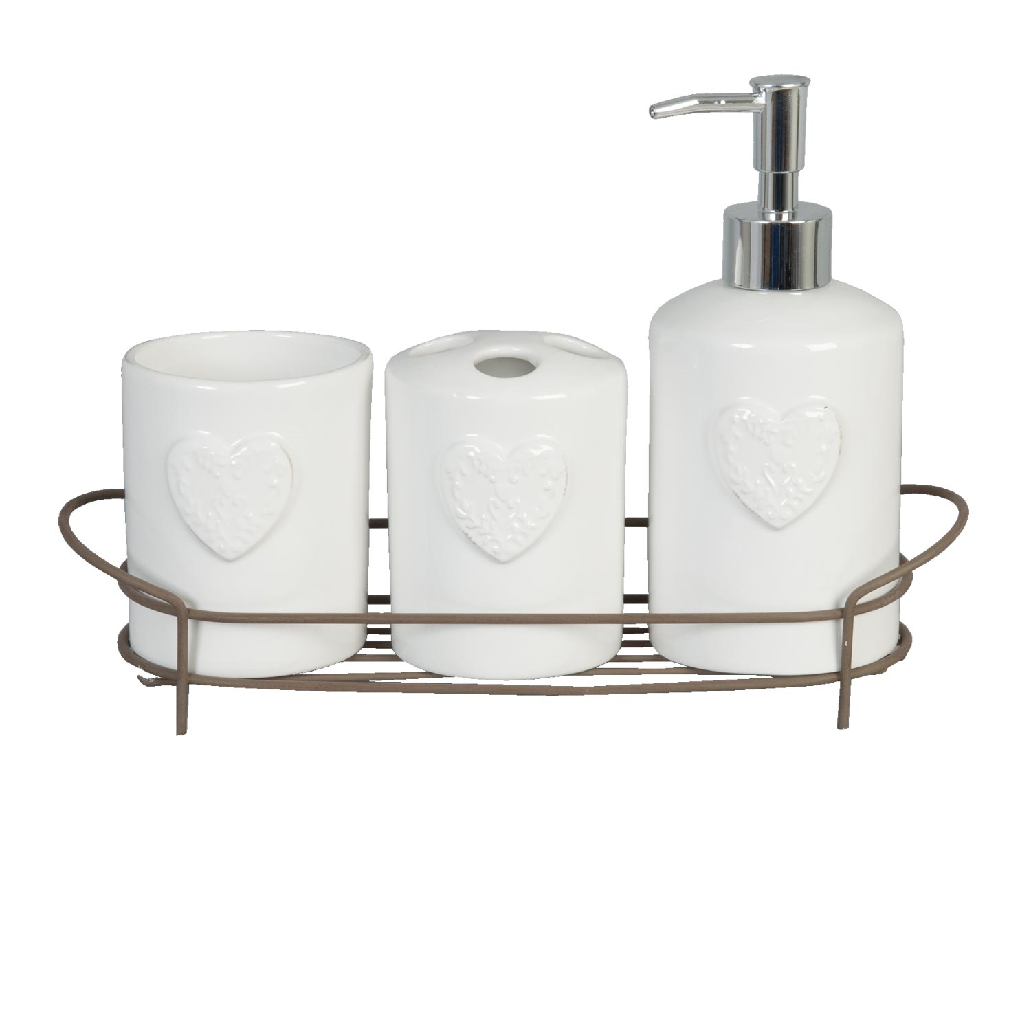 61377 Badset Weiß Clayre & Eef Keramik Herz