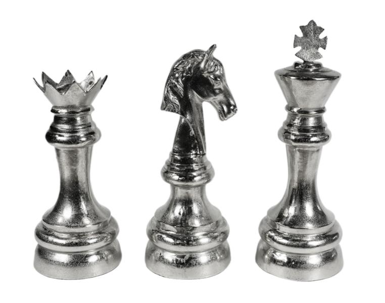 Schachfigur Groß als Deko in Silber aus Aluminium (Metall)