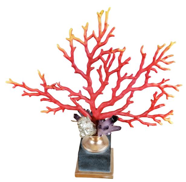 Koralle-Statue-Figur-gro-rot-gelb-MN-MT-9011-4 Deko Koralle Maritime Statue