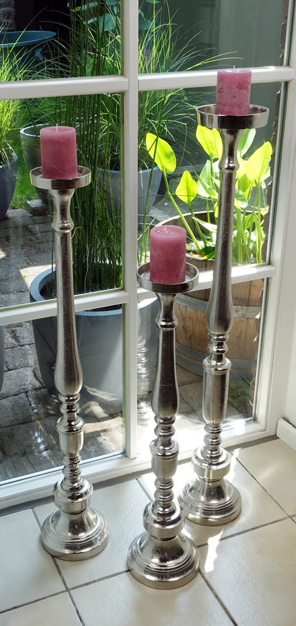 Kerzenständer Bodenkerzenständer Bodenleuchter Groß Silber aus Metall Kerzenständer Bodenkerzenständer Bodenleuchter Groß Silber aus Metall