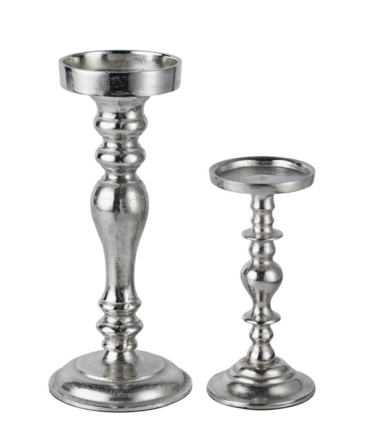 Kerzenhalter-2er-01 Kerzenständer Silber 2er Set aus Metall