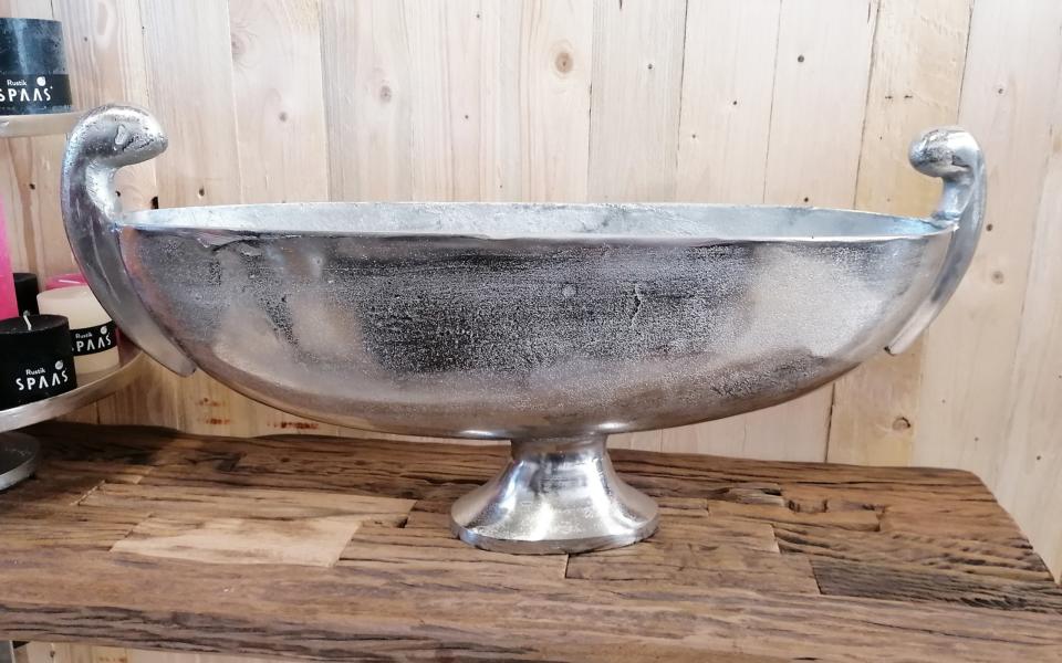 Schale-XXL-Silber-Aluminium-MN-DE-5045-3 Schale XXL Aluminium Silber Oval 81 cm