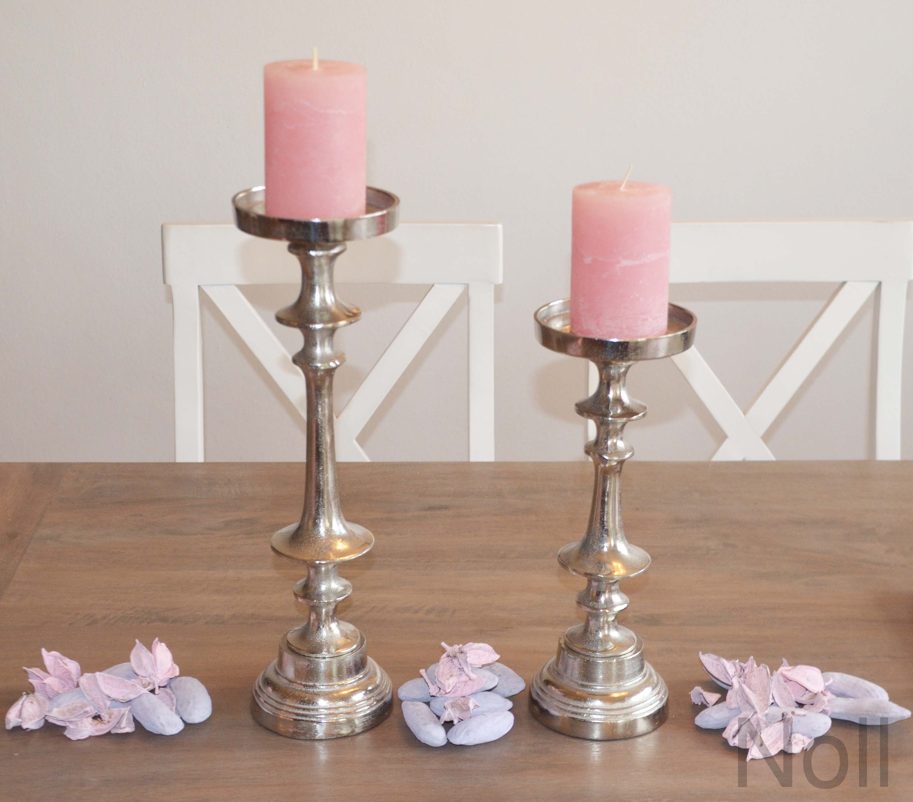 Kerzenst-nder-2 Kerzenständer Colmore Aluminium Silber 39x12x11 oder 31x12x11 cm