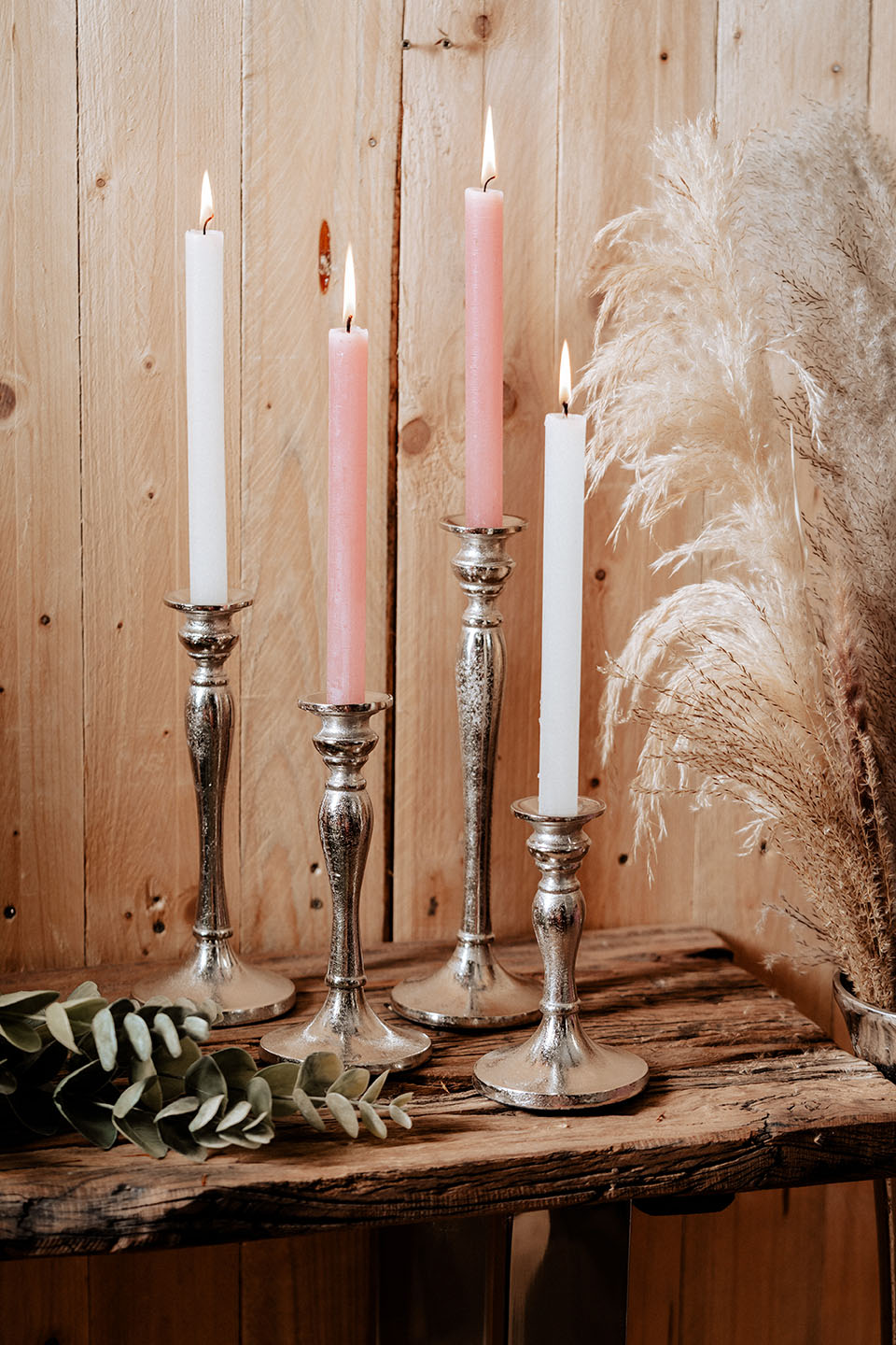 Kerzenständer 4er Set Silber 16, 21, 26 und 30 cm online kaufen