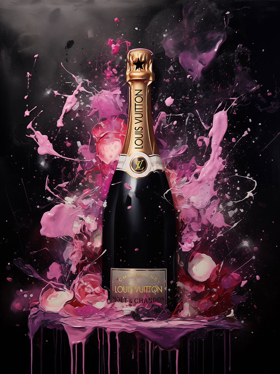Wandbild Glas Champagner 60x80 cm Bild Wandbild Kunst Glasbild Fashion