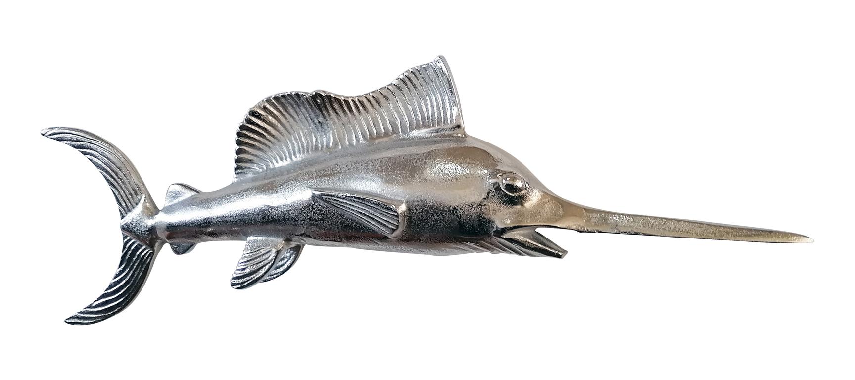 Schwertfisch-Silber-Aluminium-Wanddeko-7 Schwertfisch XXL Silber Wanddeko 92 cm