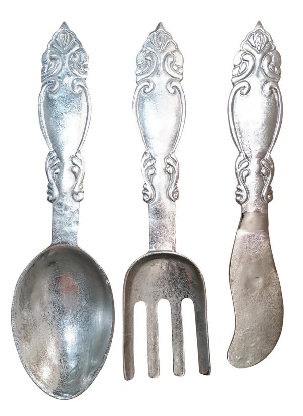 Wandbesteck-Besteck-Deko-Wanddeko-Silber-Aluminium-MN-WD-3021_1 Besteck Wanddekoration Silber 64 cm