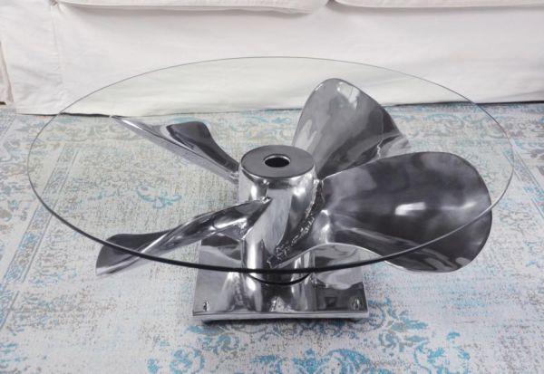 Tisch Schiffsschraube Aluminium Glas