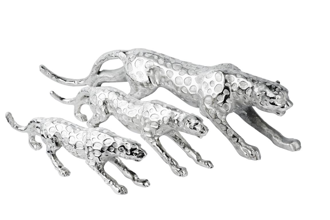 Leopard Dekofigur in Silber aus Metall online kaufen | Michael Noll