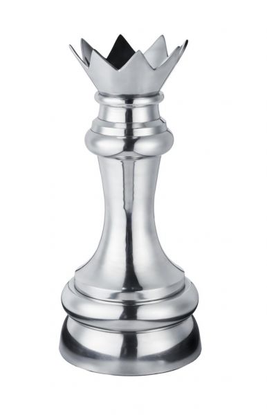 Schachfigur Deko Silber aus Aluminium Dame XXL