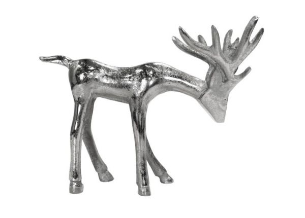Hirsch Deko Figur aus Metall in Silber