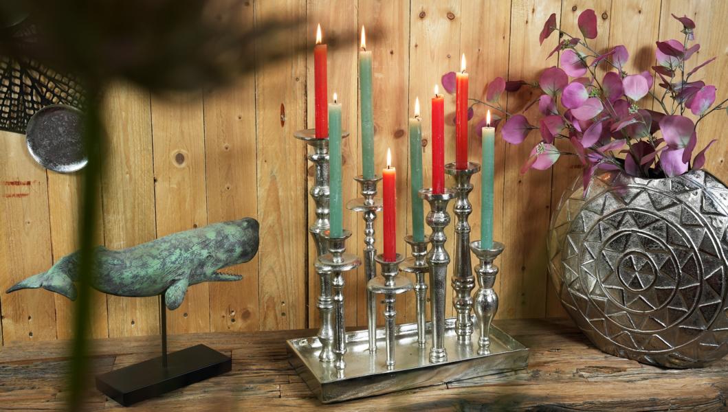 Kerzenständer XXL Silber 8-Armig auf einem Tablett online kaufen | Michael  Noll
