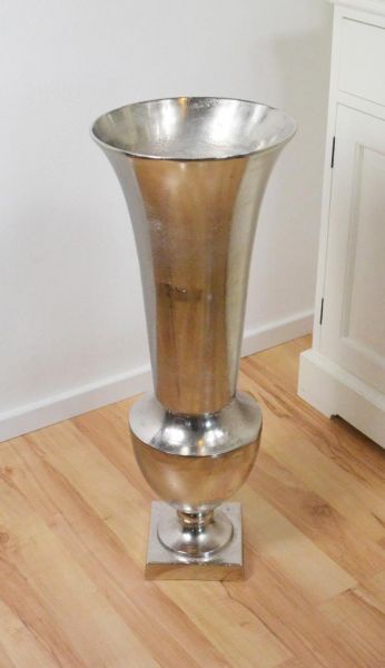 Vase XXL Aluminium Colmore Bodenvase Silber 80 cm