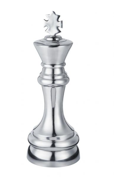 Schachfigur Deko Silber aus Aluminium König XXL
