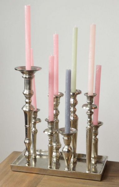 Kerzenständer XL 8 Stabkerzen Colmore Silber Aluminium