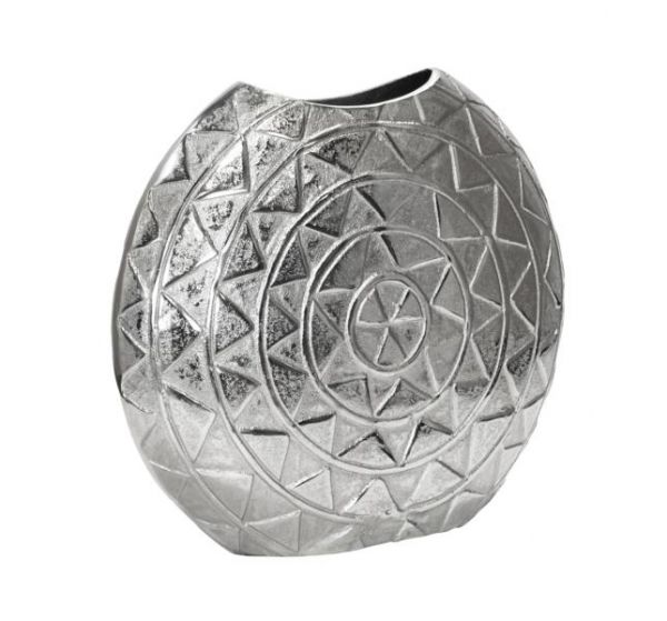 Vase Silber aus Metall mit Ornamenten